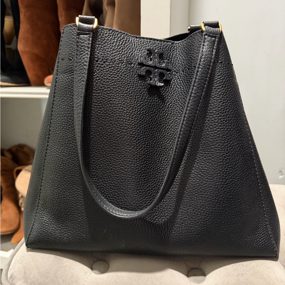 Tory Burch Black Leather Tote Bag